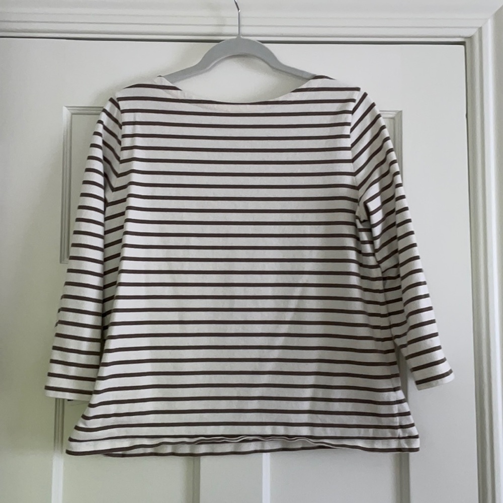 Land’s End Cotton Crew Long Sleeve Striped Shirt